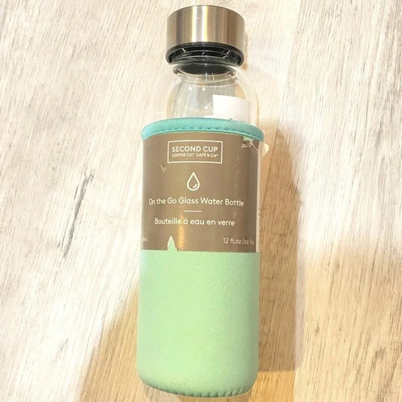 On The Go Reusable Glass Water Bottle Second Cup 12 fl oz and Ombre Keychain - Picture 5 of 11